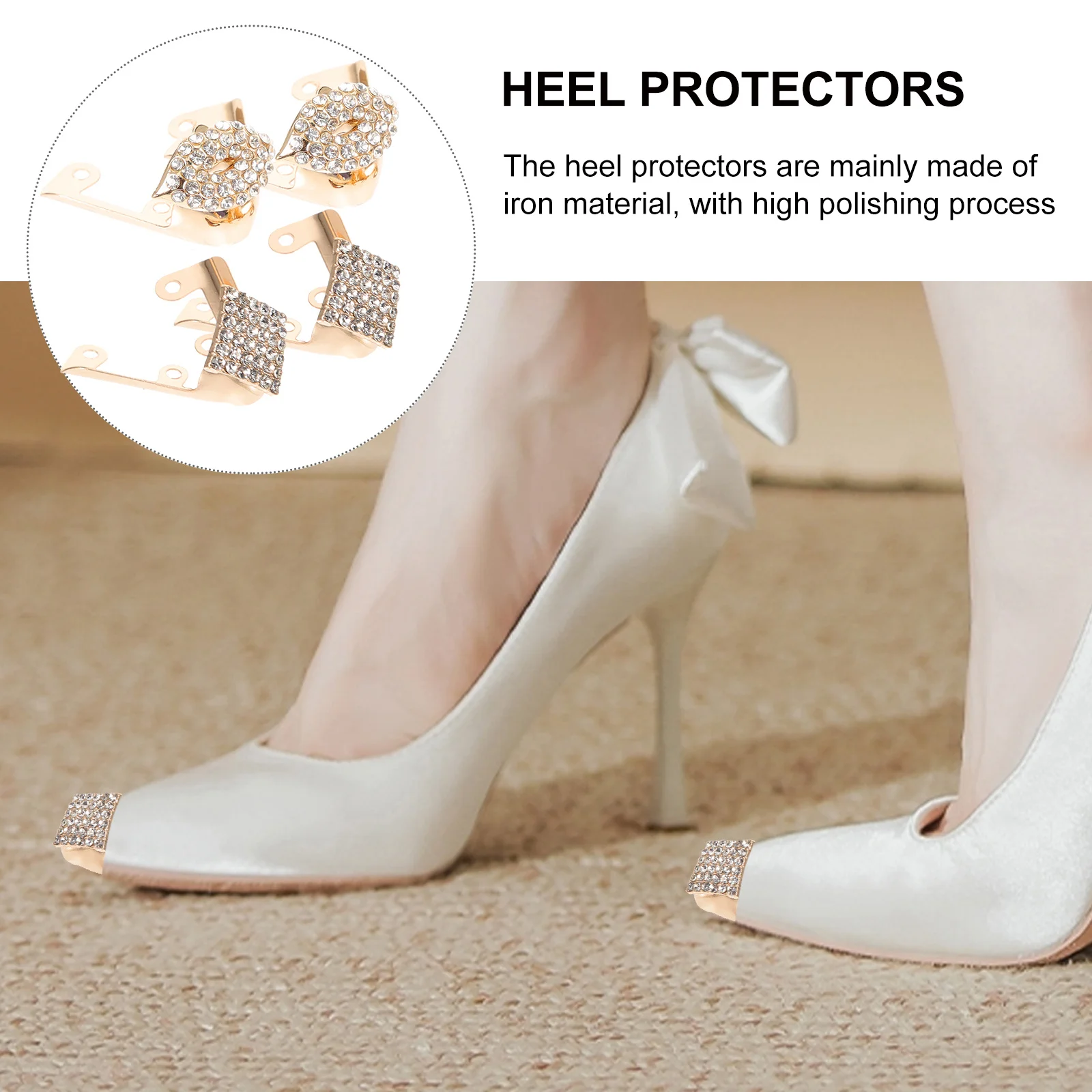 

2Pairs Shoe Toe Protector Heel Caps High Heels Iron Material Durable Long Lasting Aesthetic Stylish Shoe Accessories