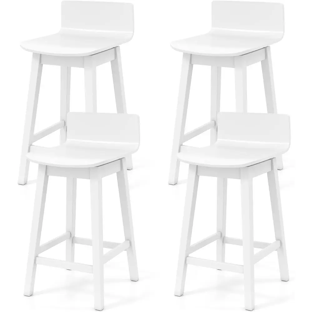 

Set of 4 Solid Wood Bar Stools, 24.5 Counter Height, Low Back, Footrest, Wooden Armrests, Suitable for Kitchen Island, Dining Ro