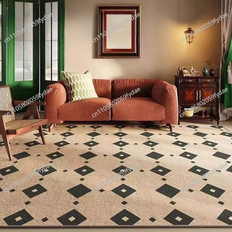 Retro Rug for Living Room - No-Rinse, Wipeable Bedside Rug, Sofa Rug, Coffee Table Rug Waterproof and Stain-Resistant