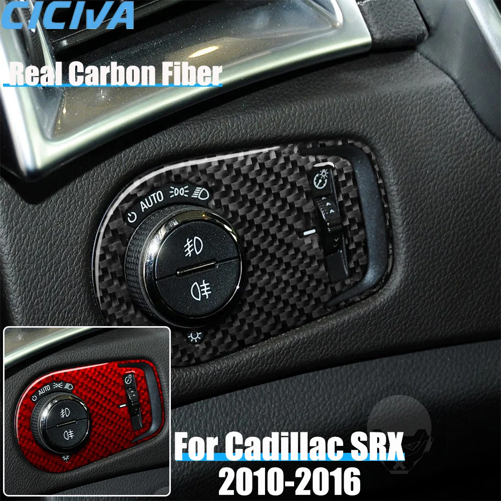 

Real Carbon Fiber Car Accessories Headlight Switch Trim Cover Soft Sticker For CADILLAC SRX 2010 2011 2012 2013 2014 2015 2016