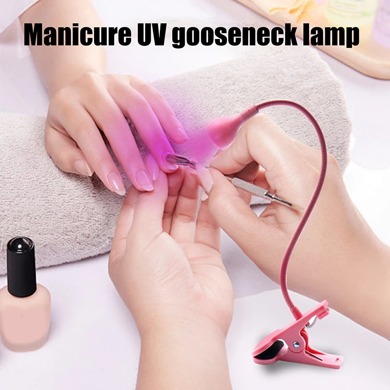 Lampada per unghie UV leggera per asciugare le unghie da 3 W per asciugare lo smalto per unghie interruttore a pedale clip-on flessibile da scrivania mini USB portatile per manicure fai da te