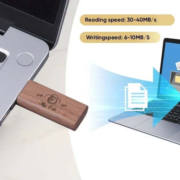 Free Customized Logo USB Flash Drive 128GB Wooden Box Pen Drive 64GB Wedding Photography Gift Memory Stick Pendrive 32GB 16GB 8G