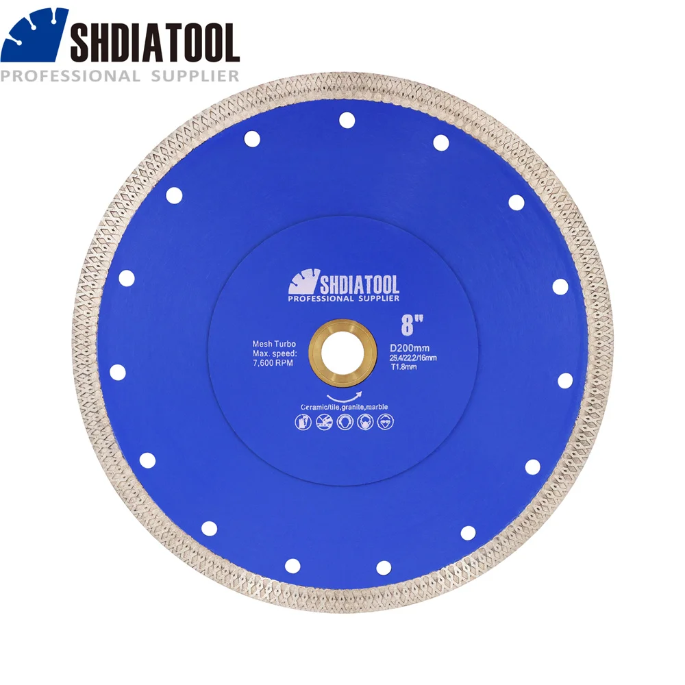 SHDIATOadvocate-Lame de Scie Diamantée pour Ministres les Carreaux de Céramique, le Marbre, le Granit, Disque Circulaire, Diamètre 200mm, 8 Pouces, 1 Pièce