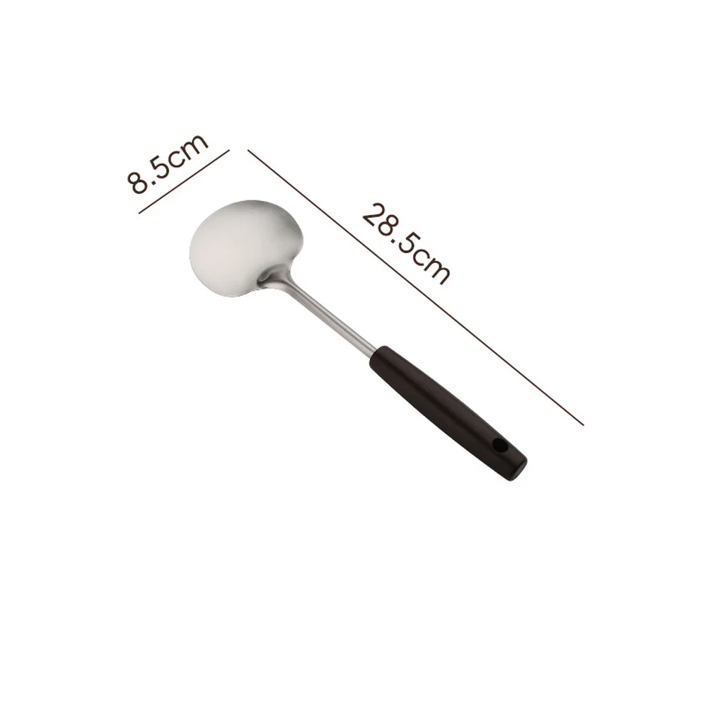 Black Sliver Wooden Spatula Brushed Finish Scooping Design Curved Spatula Head Easy-to-clean Secure Wood Handle Attachment