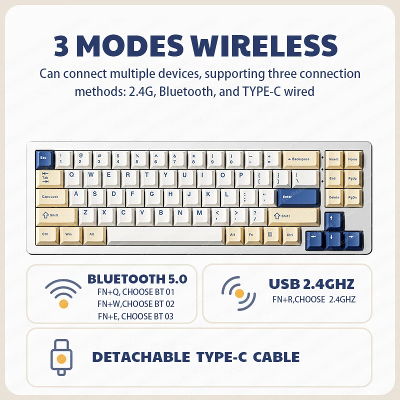 Imagem -02 - Xinmeng-mini Teclado Mecânico M71 v2 sem Fio Bluetooth 2.4g Rgb sem Fio Jogos Gamer Jogo