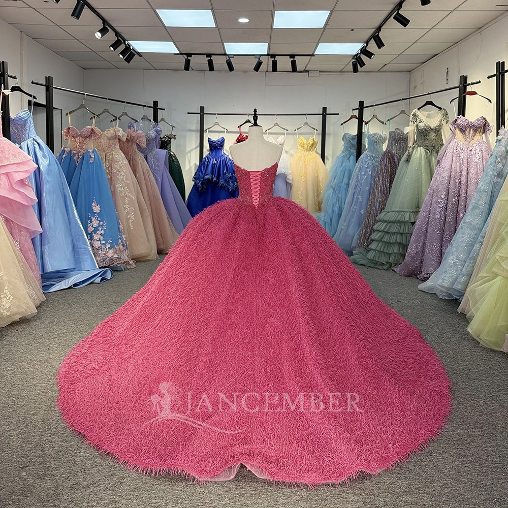 فساتين Quinceanera الوردية اللامعة 15 2025 مطرز تول Ruched ذيل الكرة ثوب الزفاف مخصص vestidos de 15 quinceañera