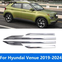 For Hyundai Venue 2019-2022 2023 2024 Chrome Car Door Side Line Strip Body Skirts Molding Trim Sticker Accessories Car Styling