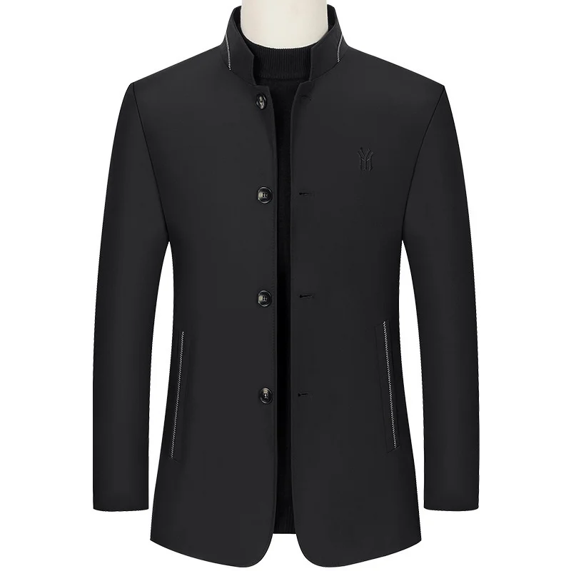 2023 New Standing Collar Jacket Spring and Autumn Middle-aged Casual Men's Slim Fitting Top Business Jackets Clothing