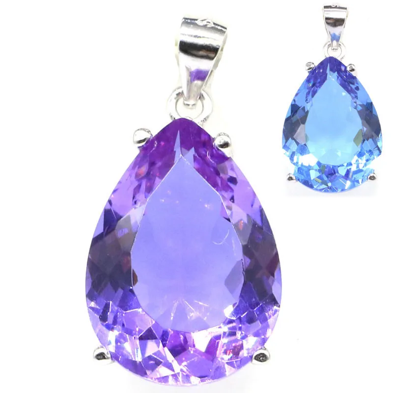 Buy 5 Get 1 Free 27x13mm Color Changing Alexandrite Topaz Mystic Topaz Pink Kunzite Peridot Blue Topaz Engagement Silver Pendant