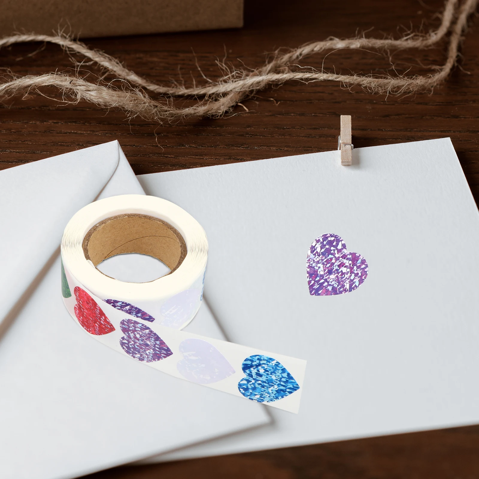 

2 Rolls 500 Stickers Heart Shaped Colored Envelopes Bright Valentine Wedding Craft Decor Gift Boxes Cards Postcards Scrapbooks