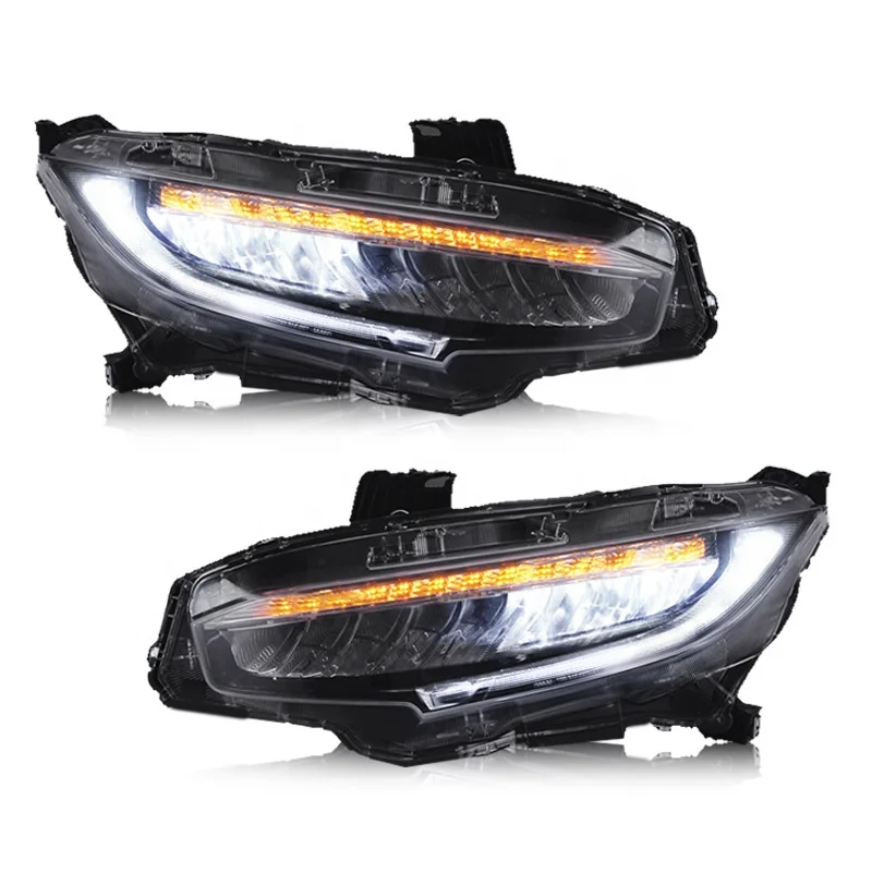 

Modified headlights for 2016 Hon-da ten generation Civic flowing light turn signal automotive LED headlight assembly