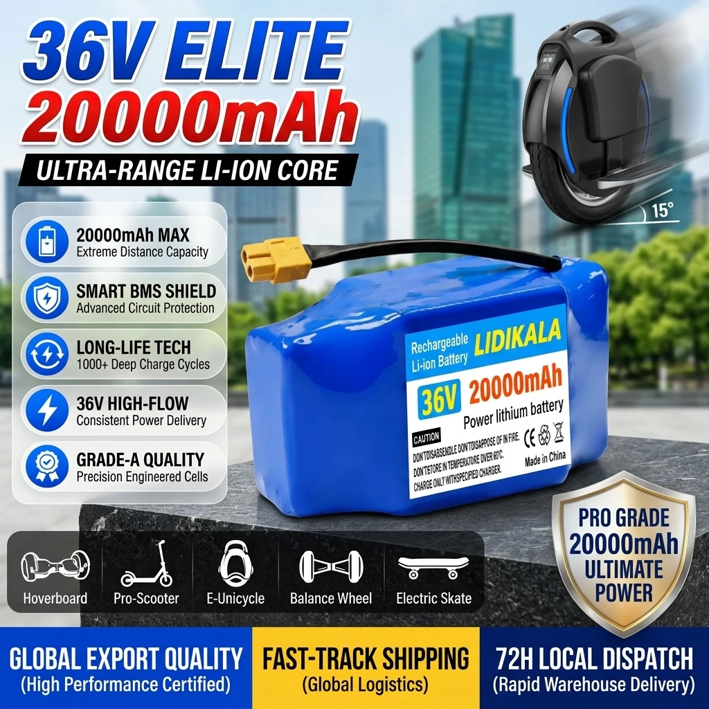 Neues Upgrade 36V 20000mAh 10s2p Lithium-Akku, geeignet für elektrische selbstbalancierende Roller, Hoverboards und Einräder.