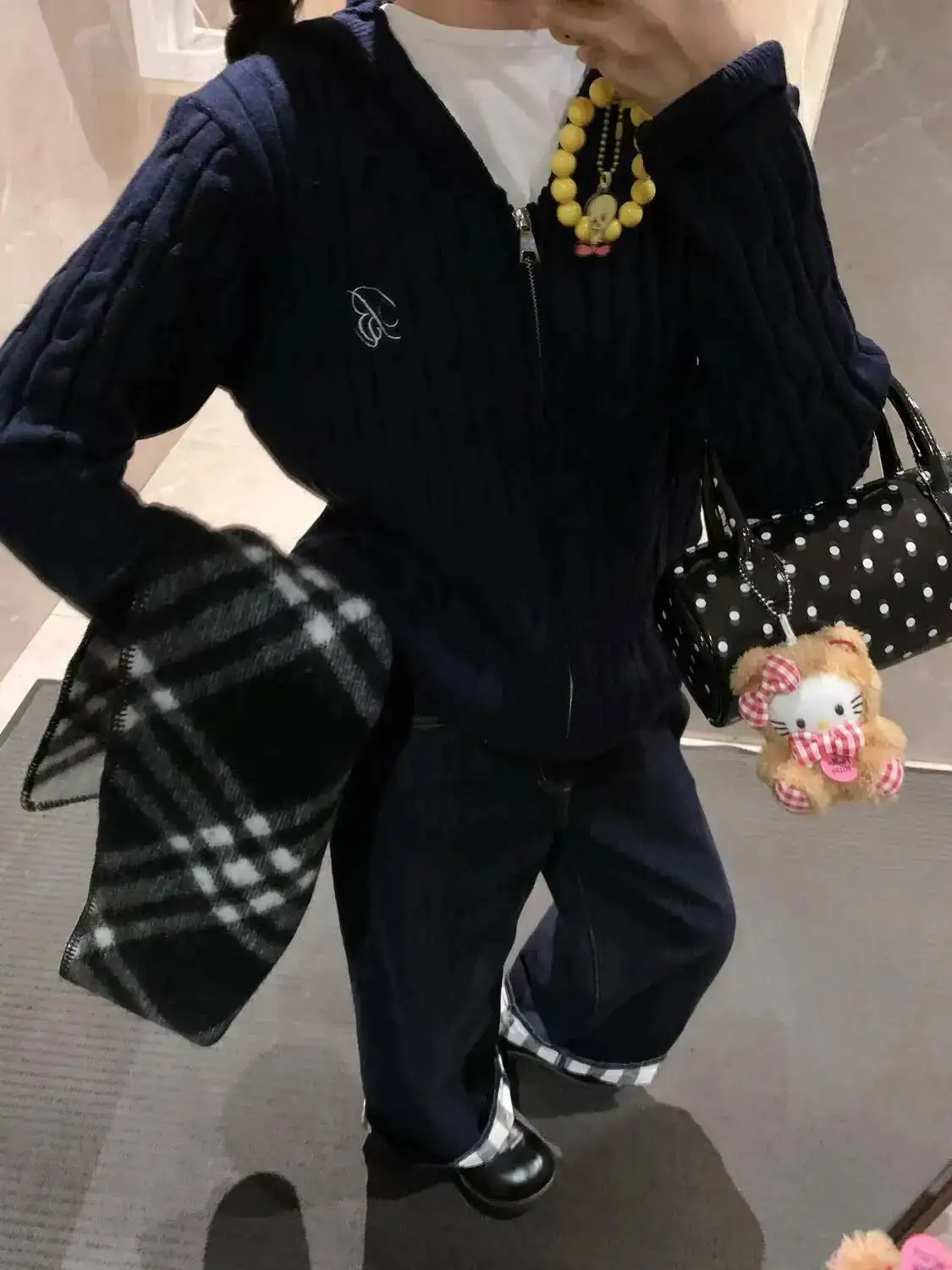 Bloom Haruku Dot Handle Messenger Wallet Women New Leather Casual Crossbody Bags Ladies Sweet Cylinder Y2k Hand Bag 2025