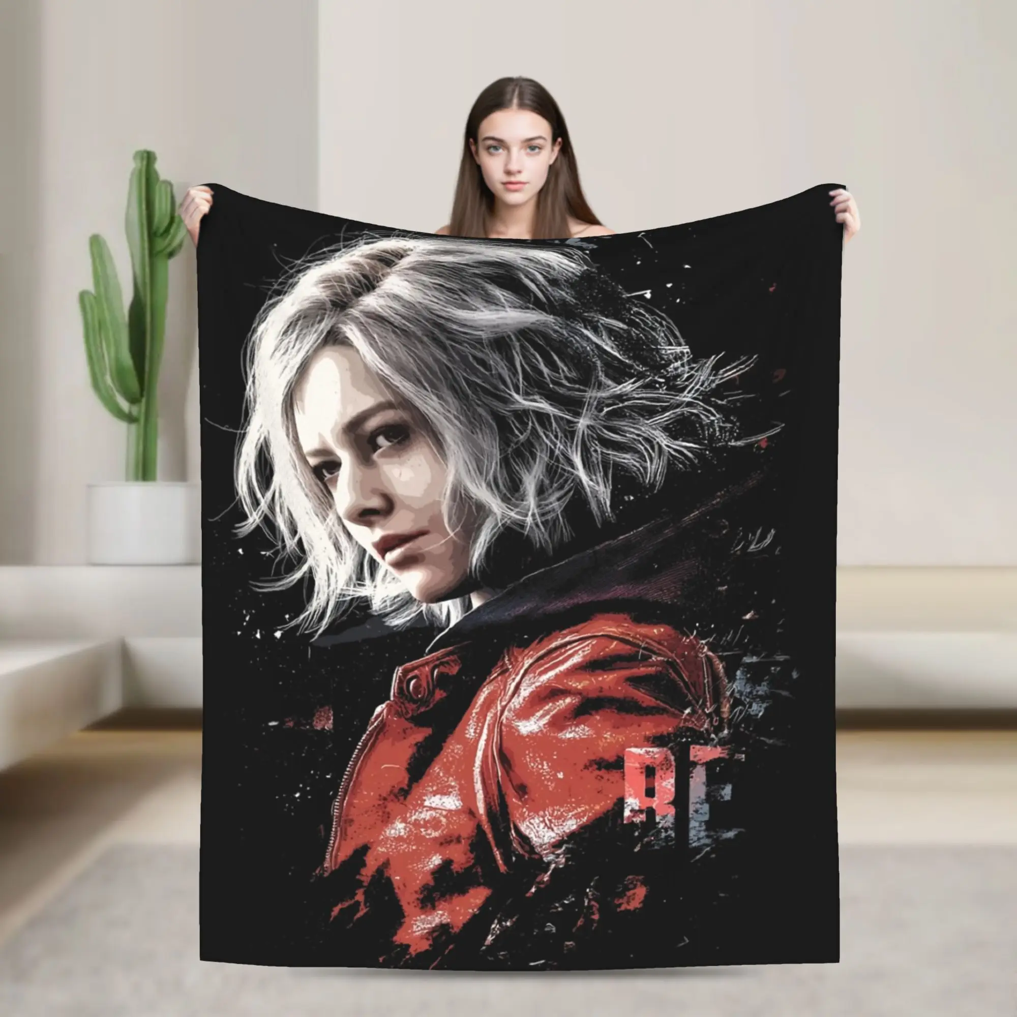 

Плюшевый плед Grace Ashcroft RE9 Requiem Fan Art Portrait Horror Survival Raccoon City Ruins, забавный мягкий плед для дома
