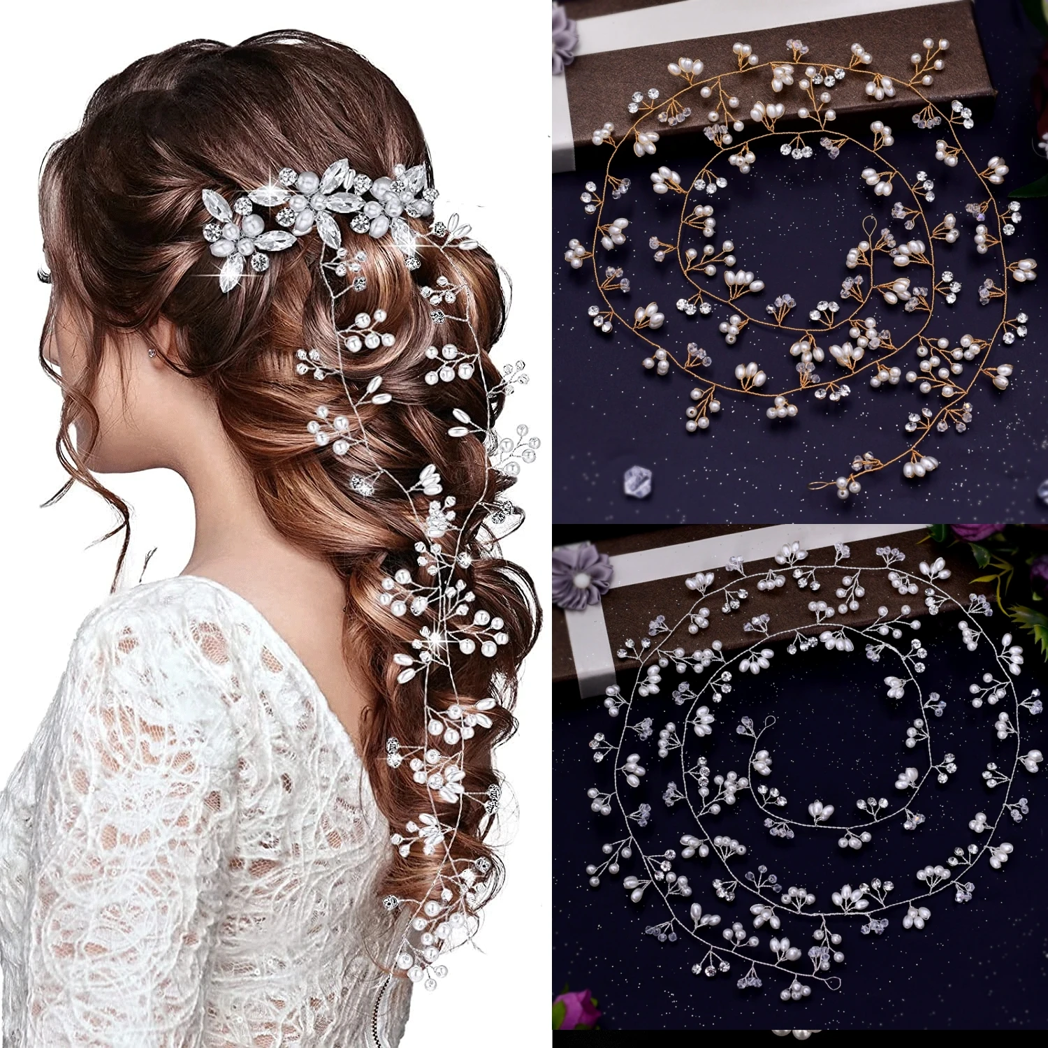 Bride Wedding Crystal Hair Vine Crystal Pearl Bridal Hair Piece Handmade Wedding Headband Accessories For Wedding Women HP406