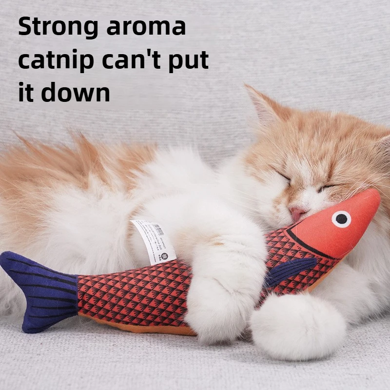 

Catnip Fish Plush Chew Toy for Cats Biting Resistant Kitten Play Self Entertainment Pet Toy