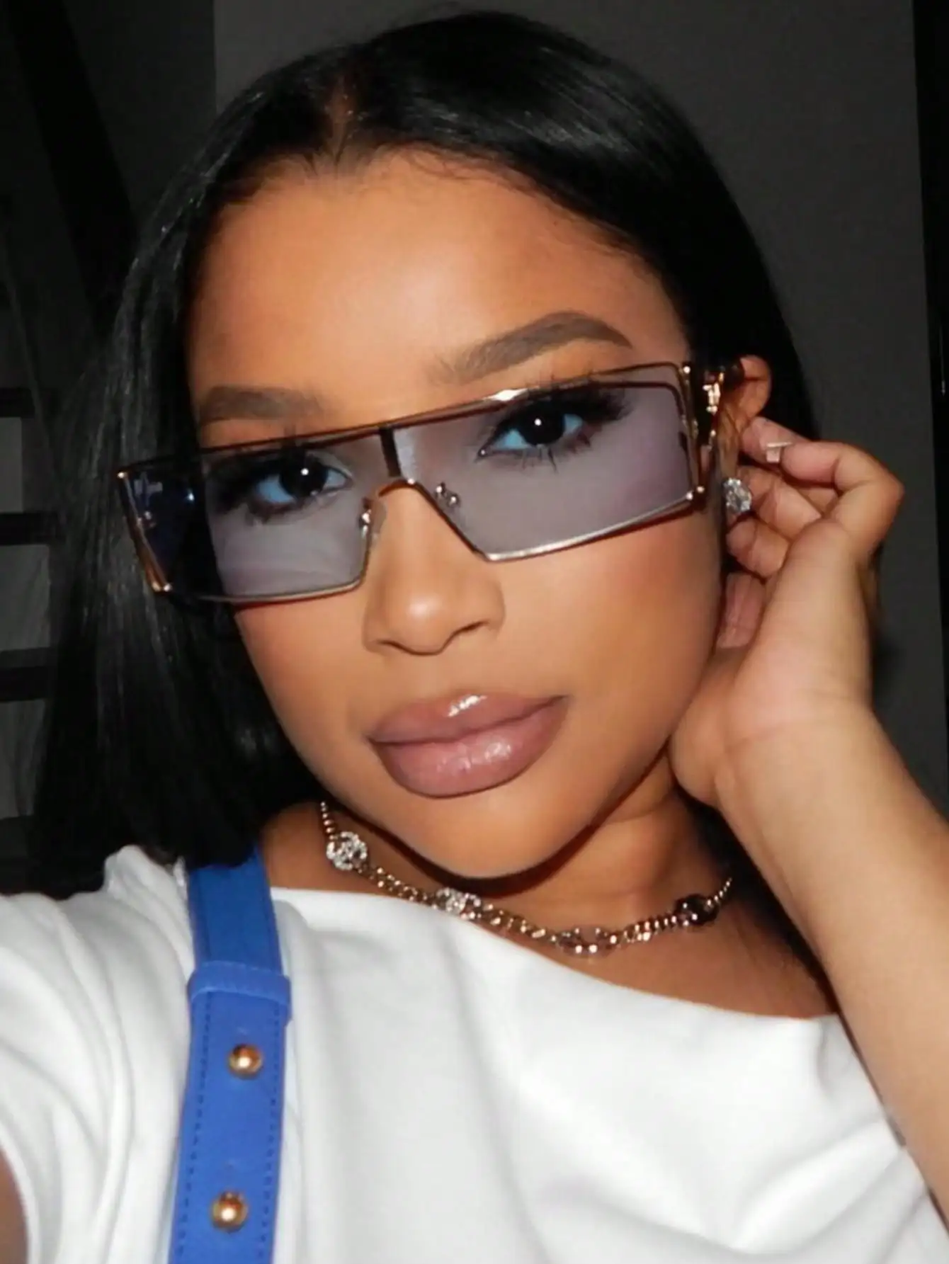 

1PC Metal Frame Fashion Glasses Vintage Fashion Glasses Beach Camping Accessories For Women Shades Basics Business Casual Woman