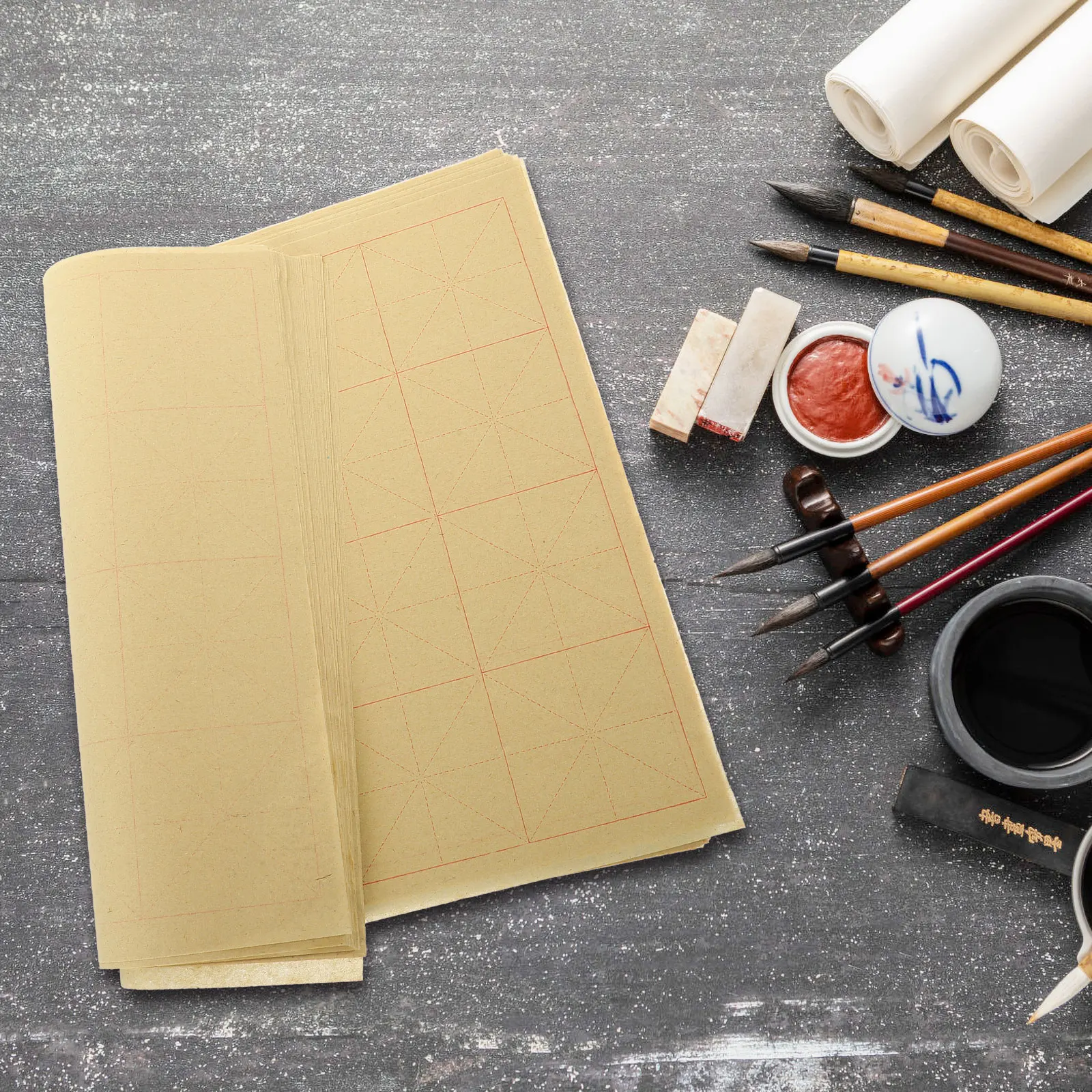 

140 Sheets Calligraphy Practice Paper Grid Writing Xuan H writing Professional Student Rice Paper Sheets Durable Thickened