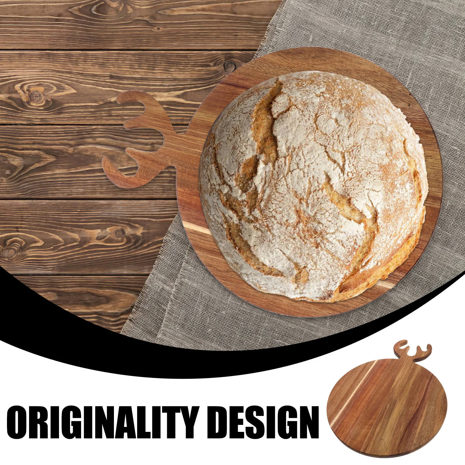 

1Pcs Wooden Bread Board Christmas Antlers Design Bread Tray Fruit Serving Plate Kitchen Restaurant Home Decoration