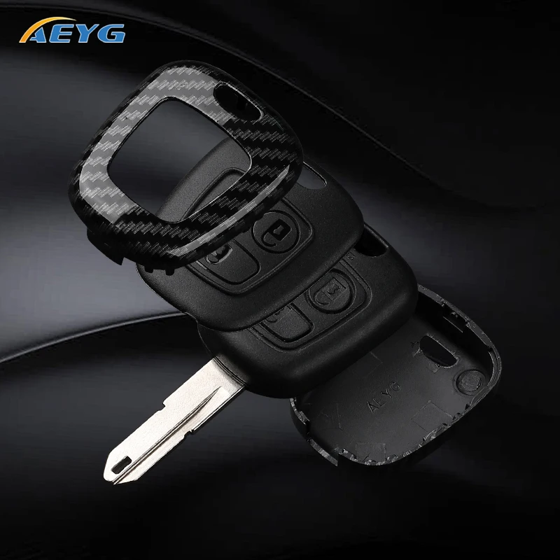 Koolstofvezel ABS Autosleutel Case Cover Voor Peugeot 206 207 307 408 607 Voor Citroen C1 C2 C3 C4 voor Xsara Picasso
