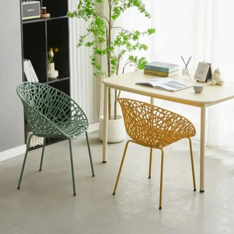 Multi-Color Hollowed-Out Iron Dining Chair - Bird's Nest Pattern Leisure Chair,Creative Chair for Home Dining Room & Living Room