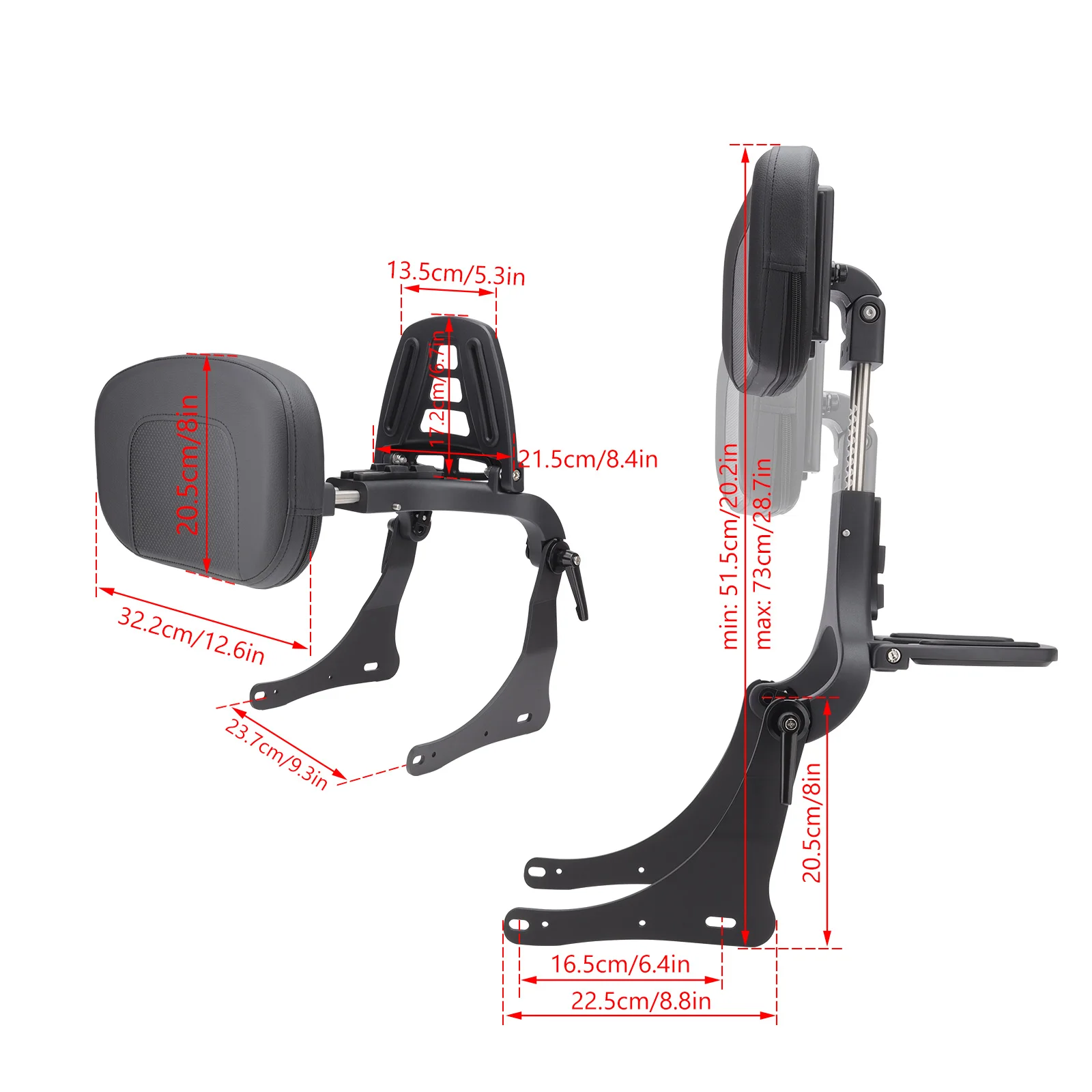 Motorcycle Multi Purpose Sissy Bar Backrest with Folding Luggage Rack Mount Kit for Kawasaki Vulcan S 650, Vulcan S EN 650 2017+