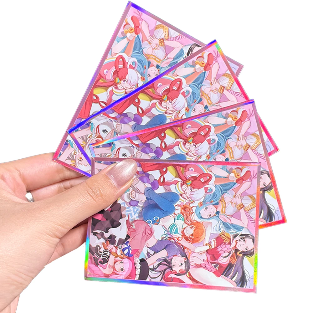 

60PCS Holographic One Piece Anime Cards Sleeves 67x92mm Board Game Trading Card Protector Perfect Fit PTCG/MTG/TCG