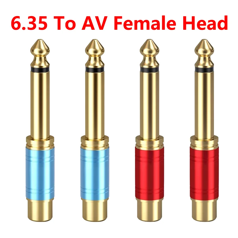 

6.35mm Male To RCA Lotus Female Stereo Consonant Jack Adapter Headphone Y Audio Transfer Head 6.35mm Male To 2RCA Audio Plug