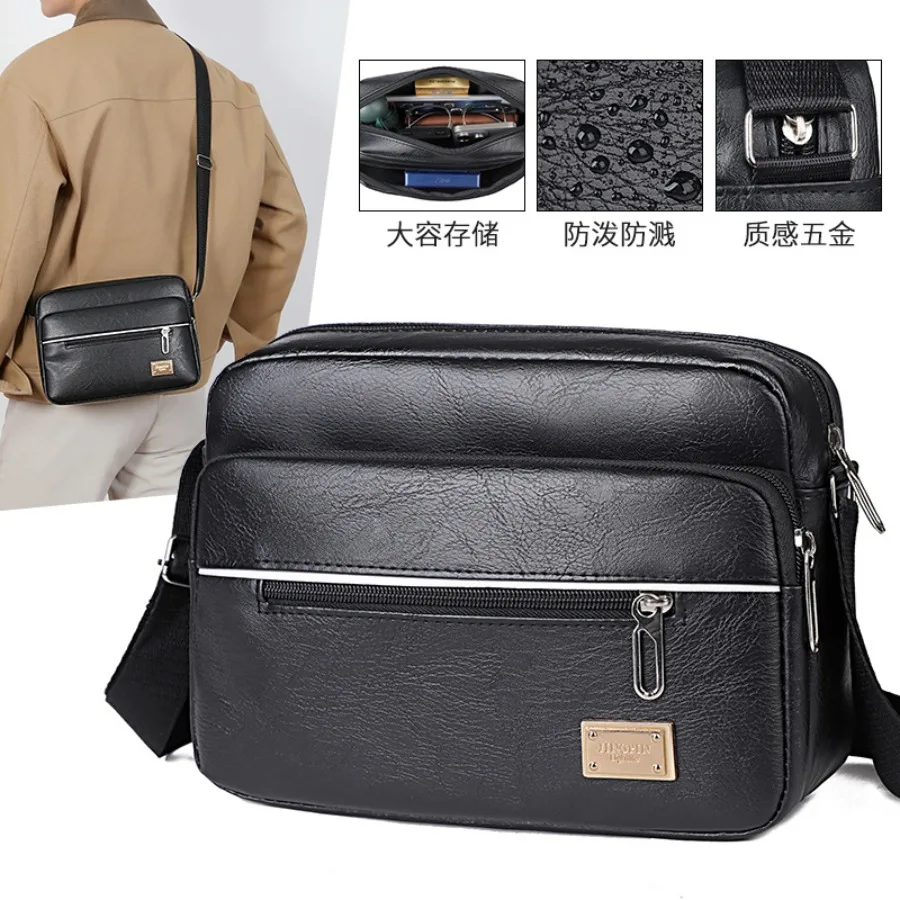 【Novo estilo】Nova mochila masculina de couro pu, moderna, de grande capacidade, bolsa de ombro masculina casual, multicamadas, para celular e moedas.