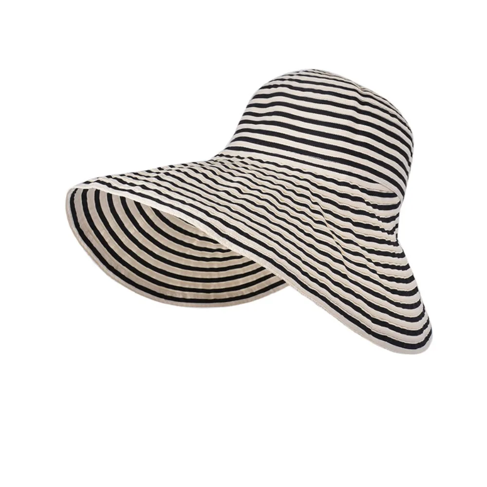 

Casual Wide Brim Stripe Bucket Hat Foldable Anti-UV Sunscreen Hat Hiking Cap Outdoor Beach Hat Summer Sun Hats Camping