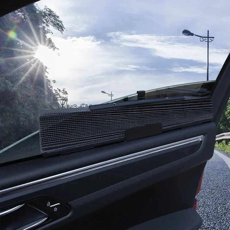 1PCS Car Side Folding Sunshade Retractable Car Front/Rear Window Sunshades Mesh UV Protect Curtain Foldable Auto Truck SunShield image 3