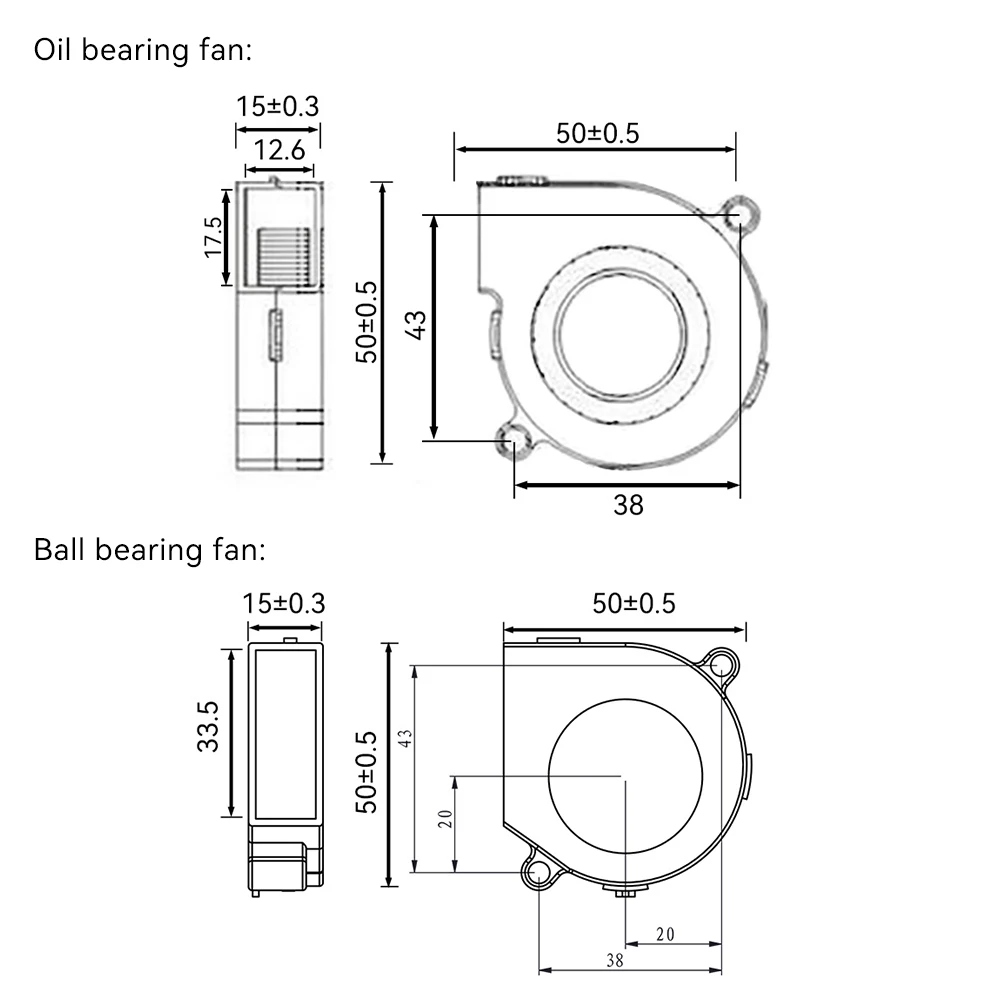 Powerful 5015 Cooling Turbo Fan 12V 24V 9500RPM Ball Bearing Large Air Outlet Blower Fan For 3D Printer Extruder DC Cooler