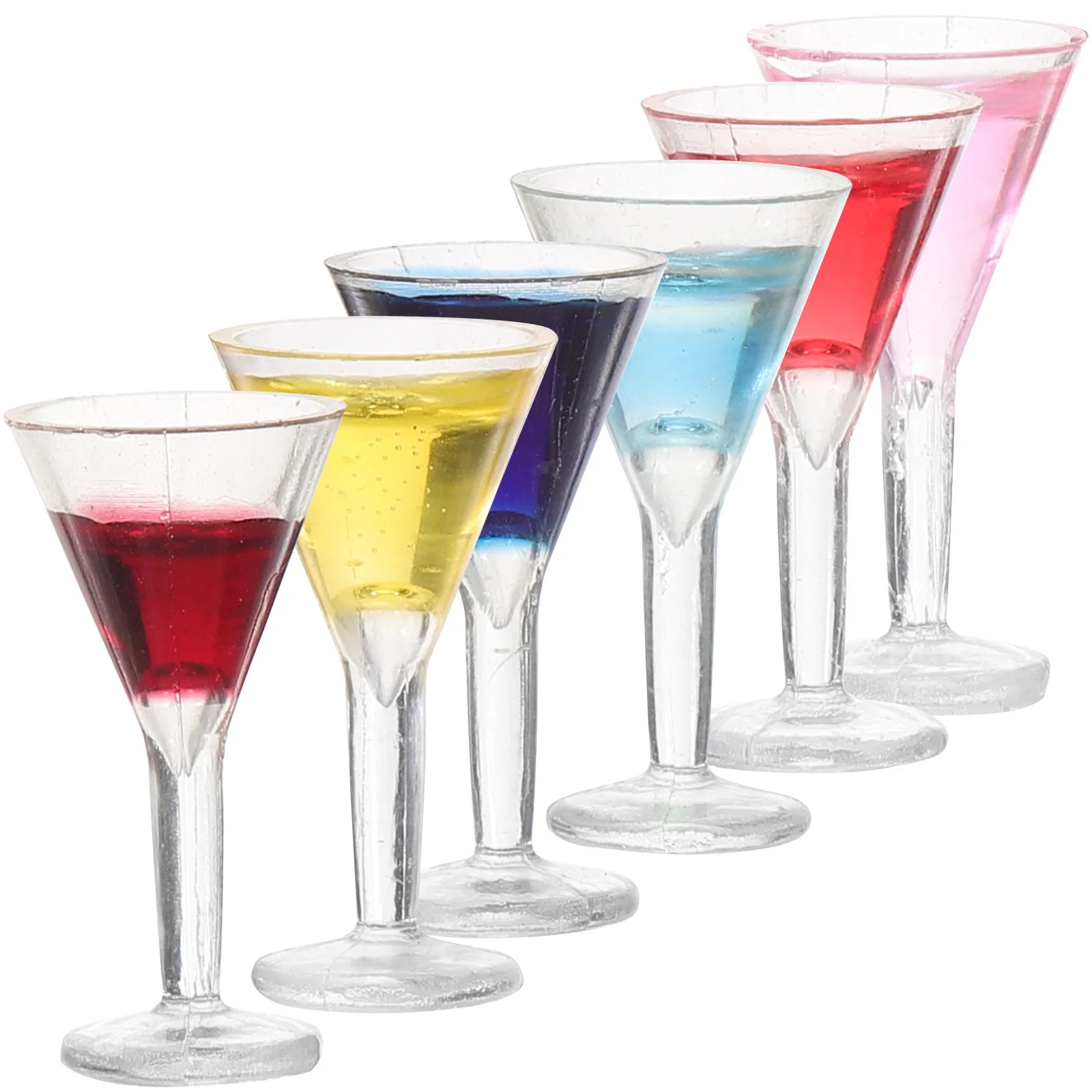 6 stks Mini Cocktailglazen Miniatuur Wijnbeker Set Voor Diy Home Decor Kids Peuter Poppenhuis Accessoires Bar Props Keuken