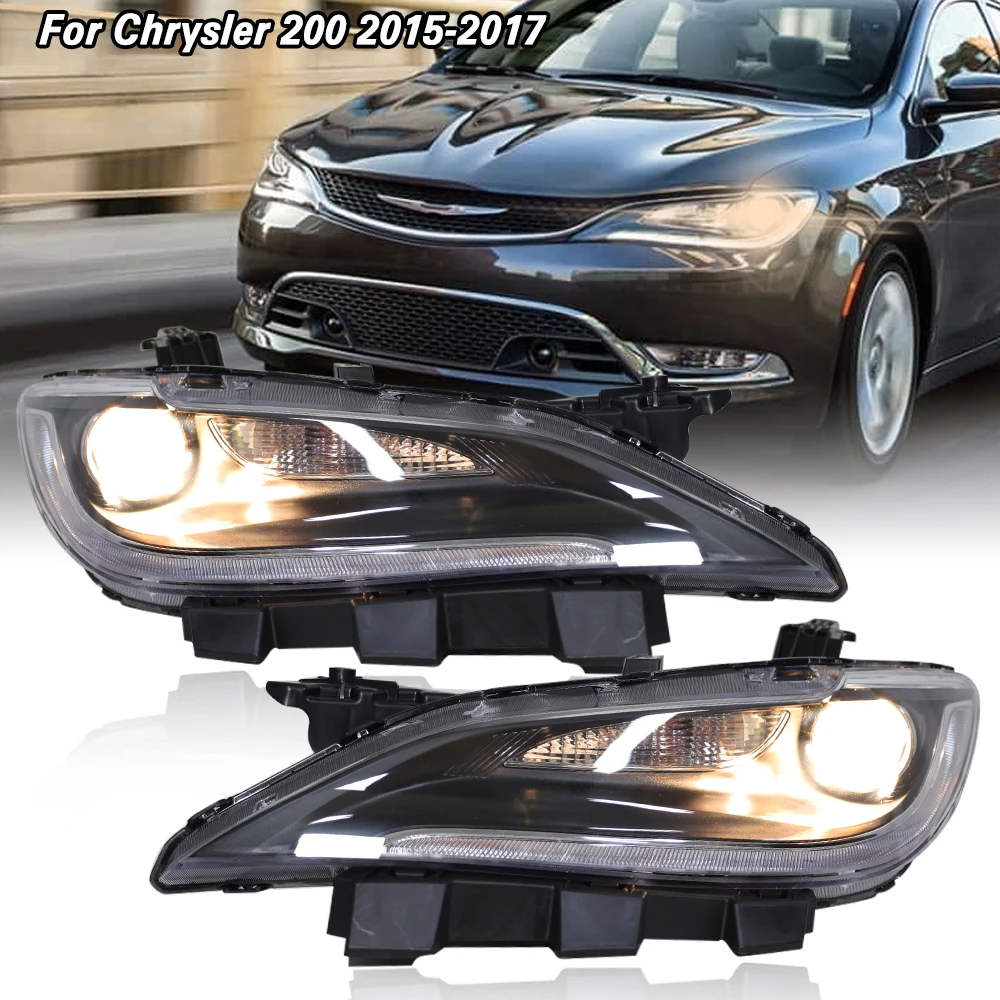 Headlight For Chrysler 200 2015 2016 2017 Halogen Headlamps Headlights 7pins Car DRL Turn Signal Lights Accessories 68284784AA