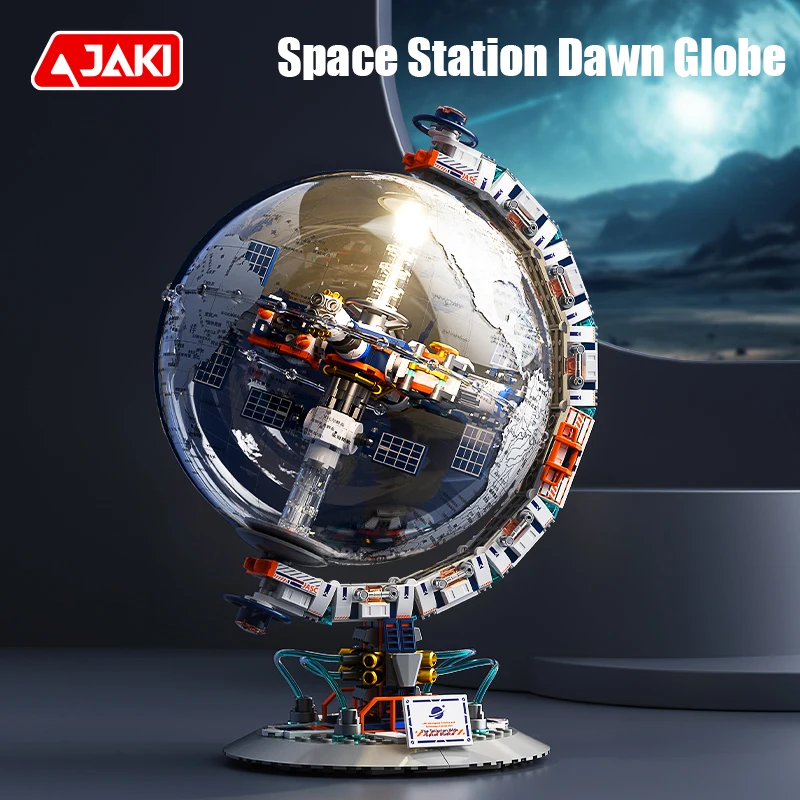 Nuova tecnologia creativa Space Station trasparente Globe Building Blocks High Tech Construction Bricks Set regali giocattolo per bambini