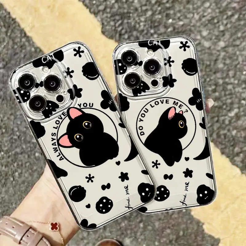 

Classic Print Cat Phone Case For Apple iPhone 17 16e 16 15 14 13 12 11 Pro Max Plus Mini TPU Soft Transparent