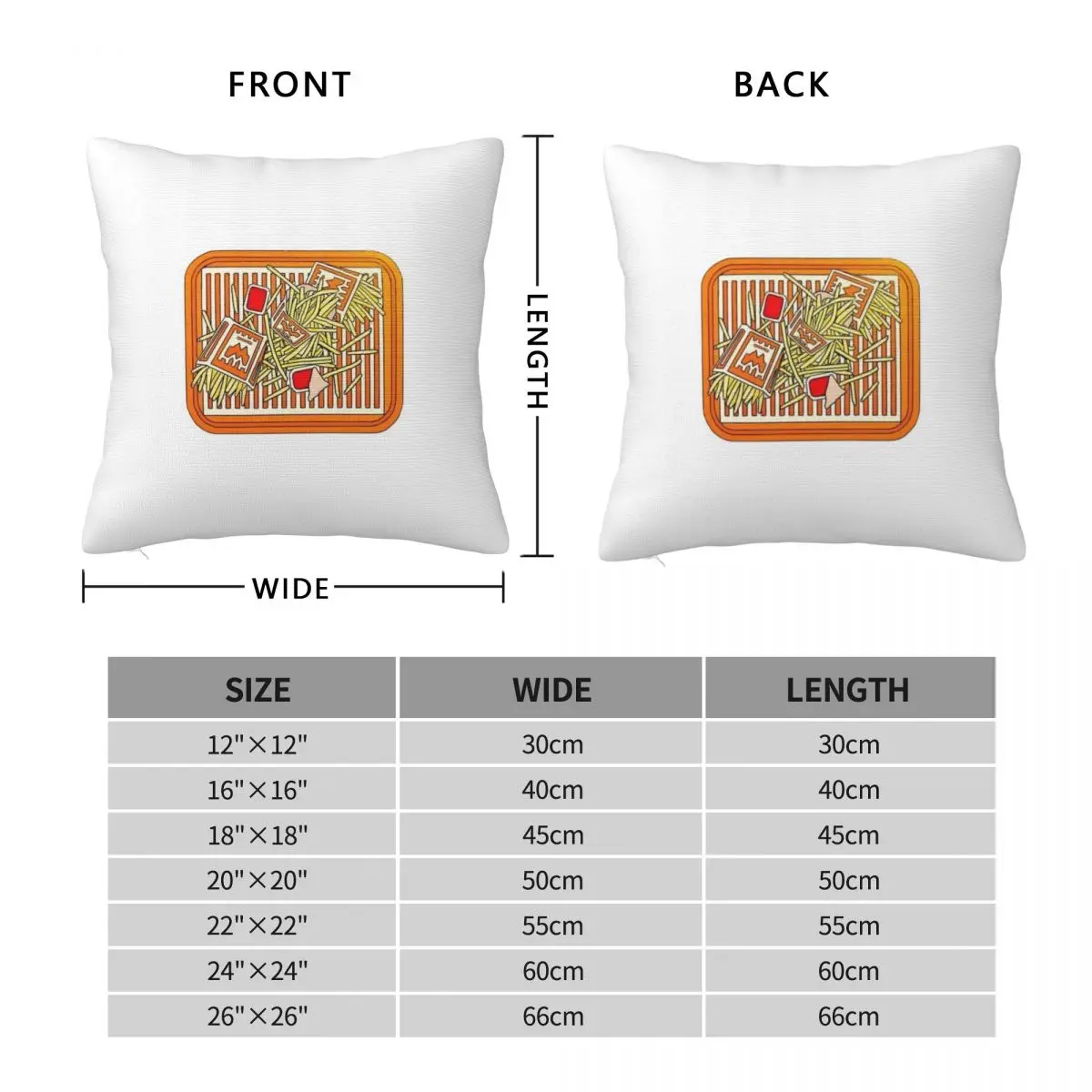 Whataburger Fries Pillowcase Polyester Linen Velvet Creative Zip Decor Throw Pillow Case Car Cushion Case