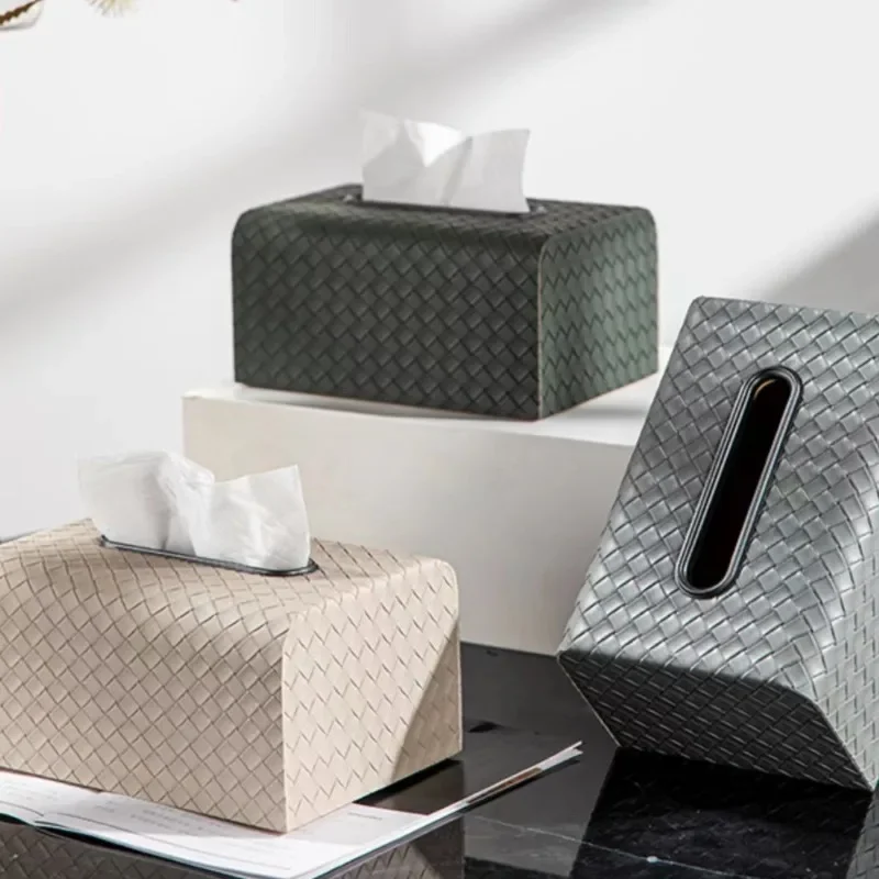 Leather Luxury Tissue Boxes Aesthetic Storage Organizer Napkin Box Multifunctional Napkin Holder Kitchen Boxes Accessories