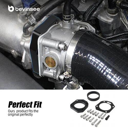 Imagen 2 del producto BEVINSEE Adaptador de cuerpo de acelerador doble de aluminio para Honda K20 K24 K20Z1 K20A1 K20A2 K24A K20A3, para Honda Civic Si para Acura TSX