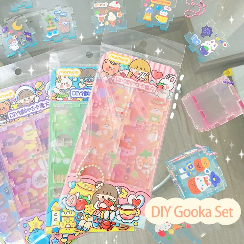 Beberapa Bahan Kartun Gooka Set Alat Stiker DIY Gooka Stiker Set Indah Kawaii DIY Gantungan Kunci Membuat Kit Hadiah Anak Perempuan