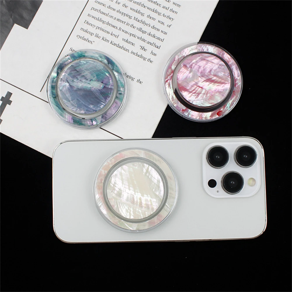 Real Seashells Magnetic Phone Grip For iPhone 12 13 14 15 Pro Max Finger Bracket Stand Holder