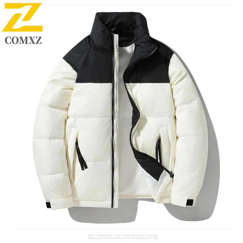 

COMXZ Men Down Jacket Casual Stand Collar Outdoor Skiing Warm Parka Solid Color Design Travel Cold Resistant Comfort Winter Coat