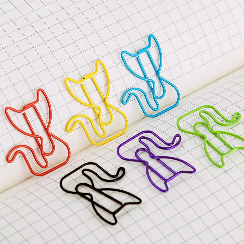 20 Stücke Kreative Tier Metall Büroklammern Katze Musiknoten Verschiedene Farben Büroklammern Lesezeichen Lehrer Studenten Bürobedarf
