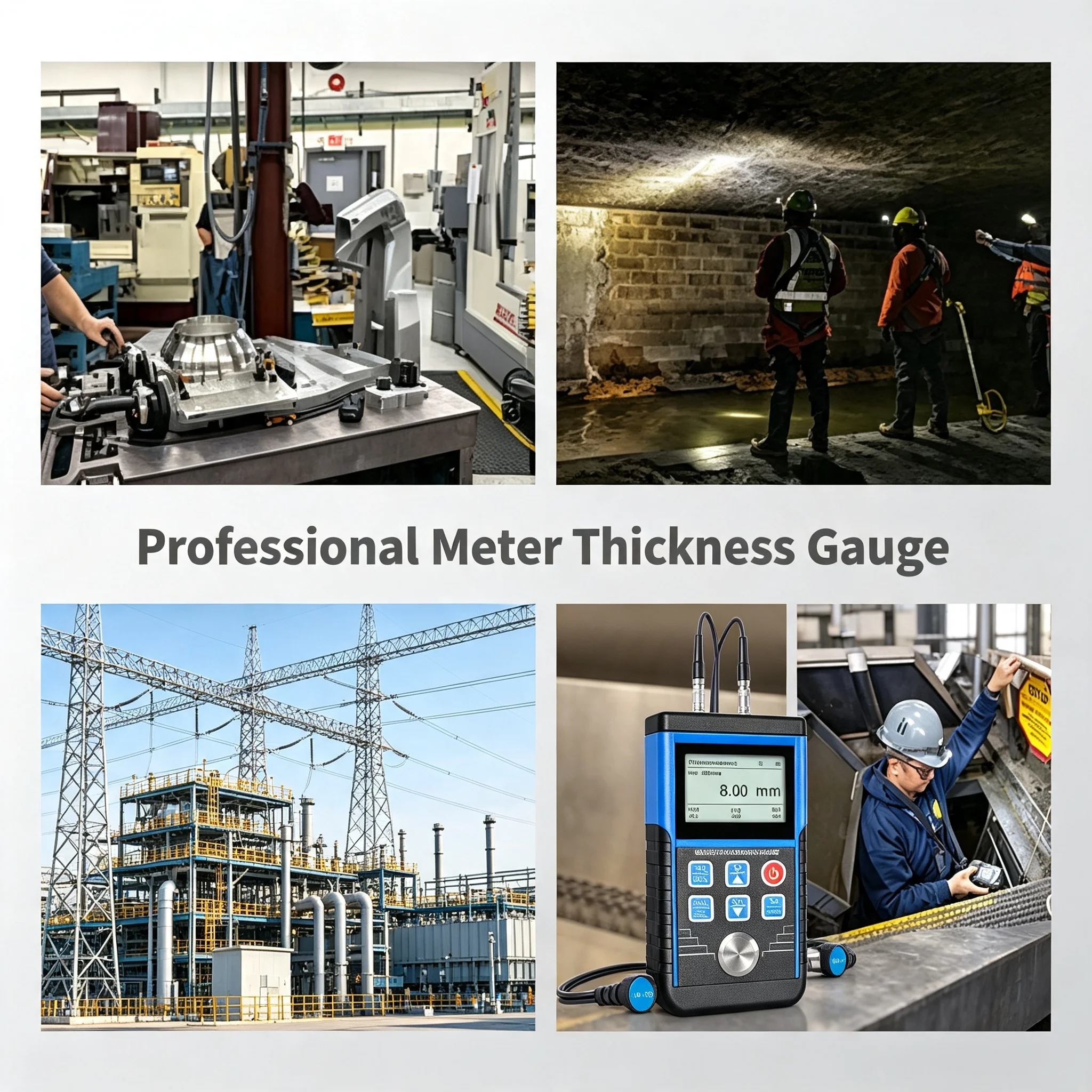 0.8-500mm Ultrasonic Thickness Gauge, 0.01mm Precision Handheld Digital Meter with Data Storage for Metal Steel & Industrial