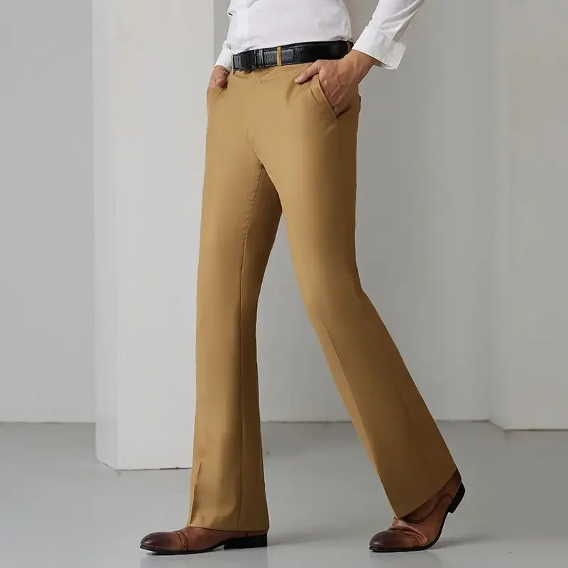 Trousers for Men Stretch Bell Mouth Elastic Draped Flared Man Suits Pants Fluid Thin Casual Tailoring Clothes Offer High Quality