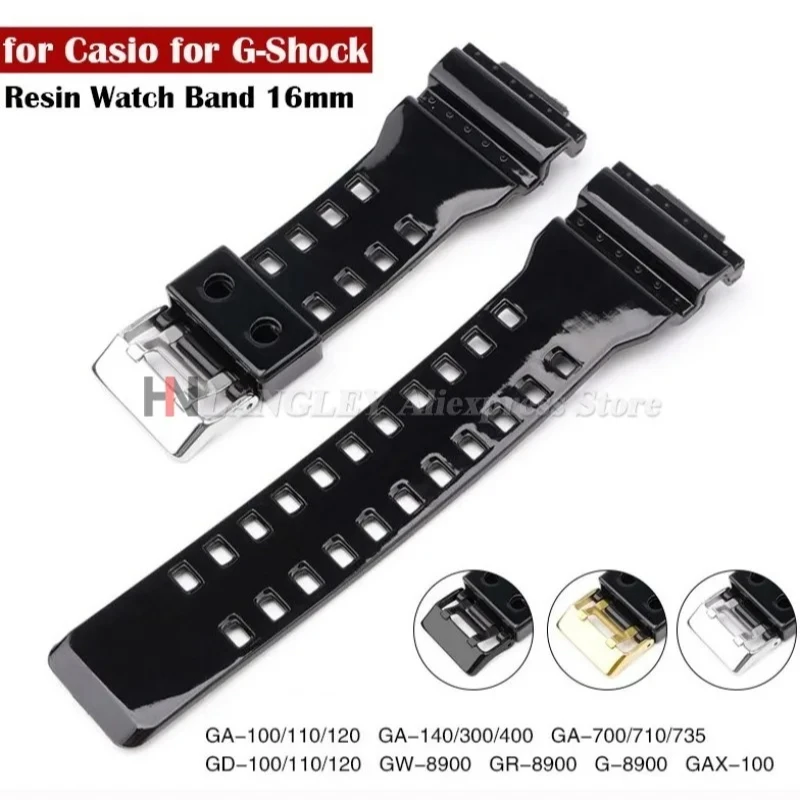 Correa para Casio G-Shock GA-100/110/120/140/200/400/700 800 GD-100/110/120 G-8900, Correas de Repuesto de Silicona y Resina para Reloj de 16mm