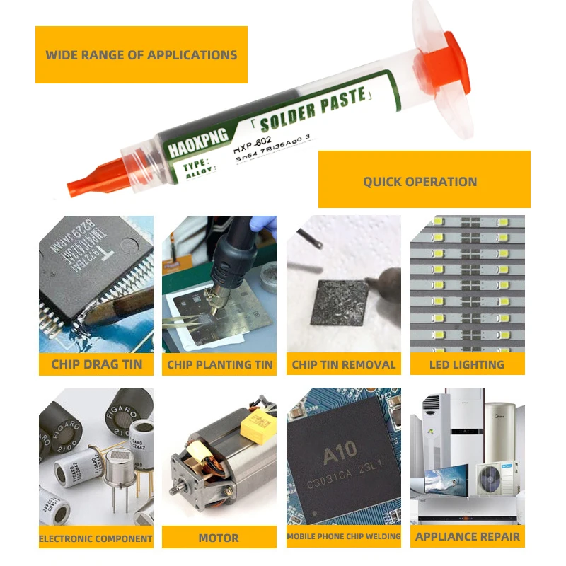 ไร้สารตะกั่วเข็มฉีดยา Solder Paste ต่ําอุณหภูมิสูง Flux สําหรับบัดกรี Led Sn42bi58 Smd ซ่อมดีบุกวาง