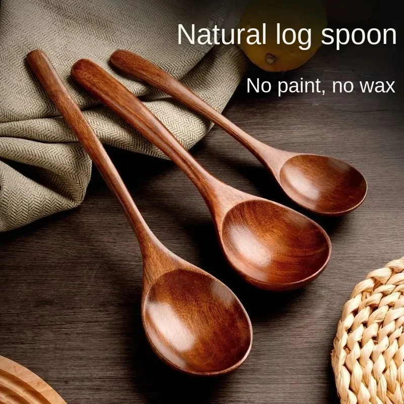 Wooden spoon long handle Noodles in soup wooden spoon, large Udon noodle spoon, cooking spoon, anti scald and anti slip