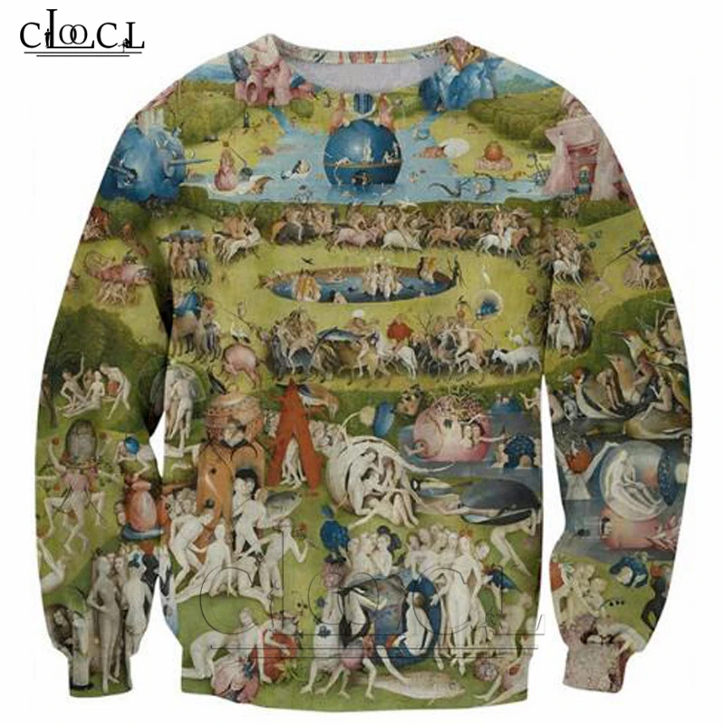 

Garden Sweatshirt EUR Religion Art Painting Prints 3D Sweatshirt Men Women Long Sleeve Outerwear Crewneck Tops T205