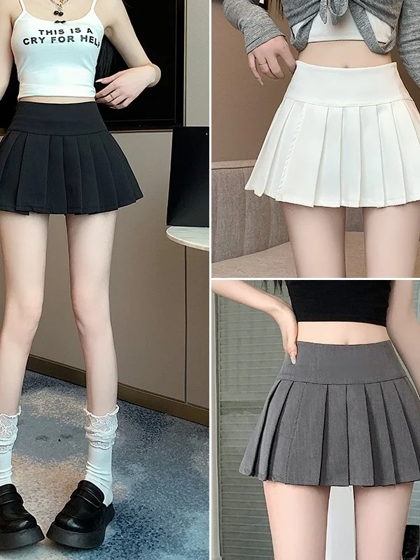 Pure Desire Style High Waist Short Skirt Spring Autumn New Arrival Spicy Girl Pleated Split  Skirt A-Line Half Body Skirt